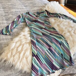 Diane Von Furstenberg Multicolor Striped Long Sleeve Dress